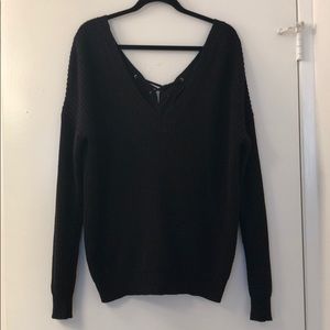 Millau - LF - Black Lace Up Sweater